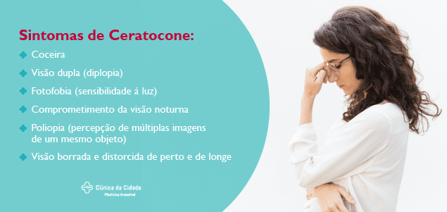 uma pessoa com cabelo longo camisa branca usando óculos e sintomas do ceratocone