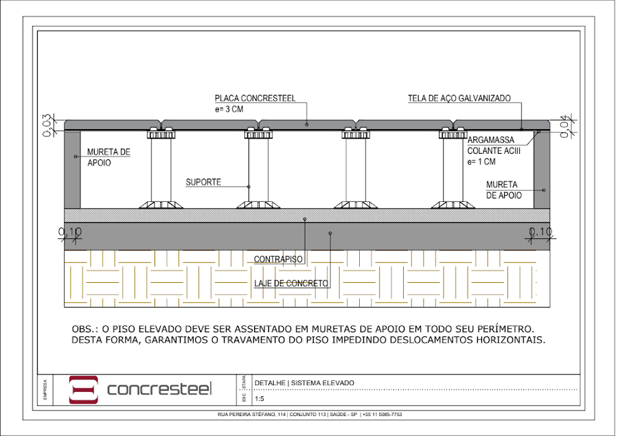 Capa – Detalhe construtivo: piso elevado com mureta de apoio